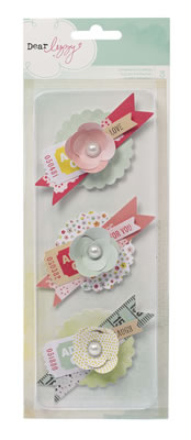 American Crafts - Dear Lizzy Neopolitan - Ephemera Flowers  (sold in 3's)